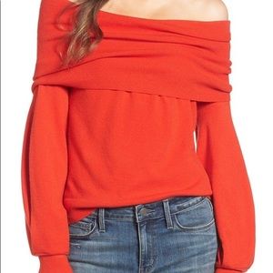 Treasure & Bond Something Red Off-the-Shoulder Sweater Size Medium